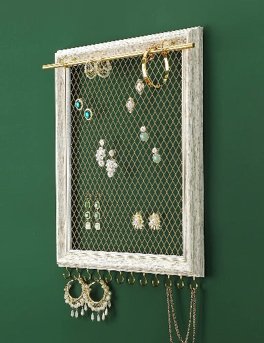 Hanging Earring Organizer Frame Wall Mounted Jewelry Holder - Hivory